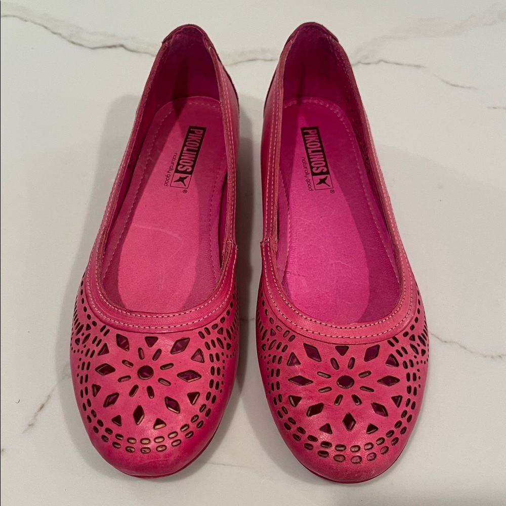 Pikolinos Women’s Leather Laser-Cut Ballet Flats - Fuchsia Pink - EU 37
